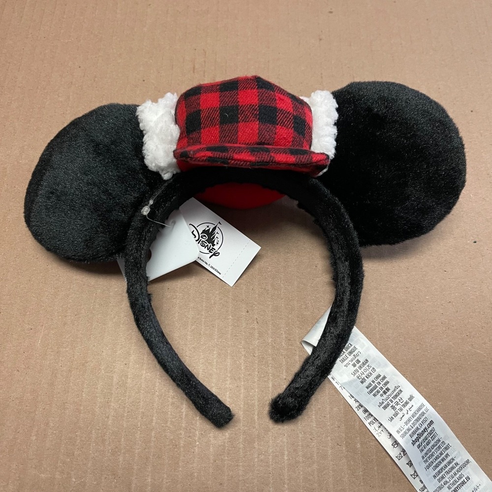 Disney Parks Mickey Ears Plaid Hat Canada Epcot Headband Lumberjack Winter NWT